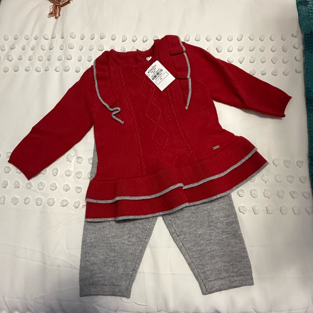 Mayoral Red and Gray 6M Sweater Set